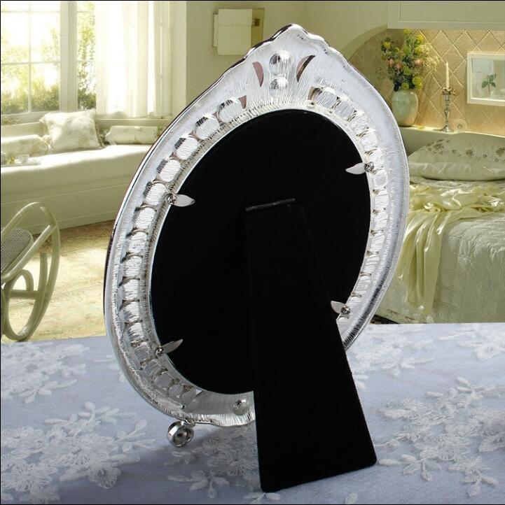 Espelho de mesa de estilo europeu jóias em relevo pérola-inlayed espelho decorativo metal quadro mesa espelhos decorativos 336a