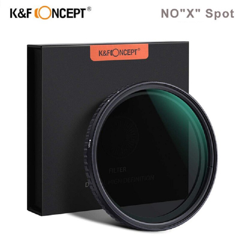 K & F Concept ND2-32 Fader ND Filter 52mm 62mm 67mm 72mm 77mm 82mm neutral Density Variabele Filter GEEN "X" Spot Camera lens filter