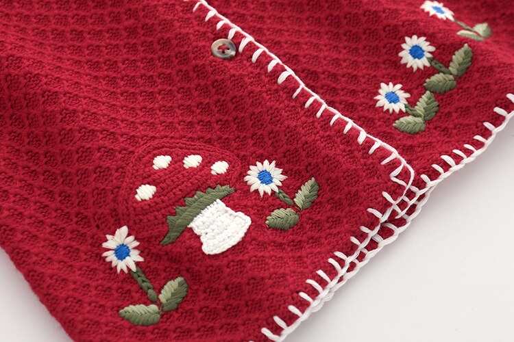 Spring Autumn Baby Girl's Beautiful Clothing, Age For 9M-2T, With Flowers Pattern, Big Red Embroidered Hooded Sweater Jacket