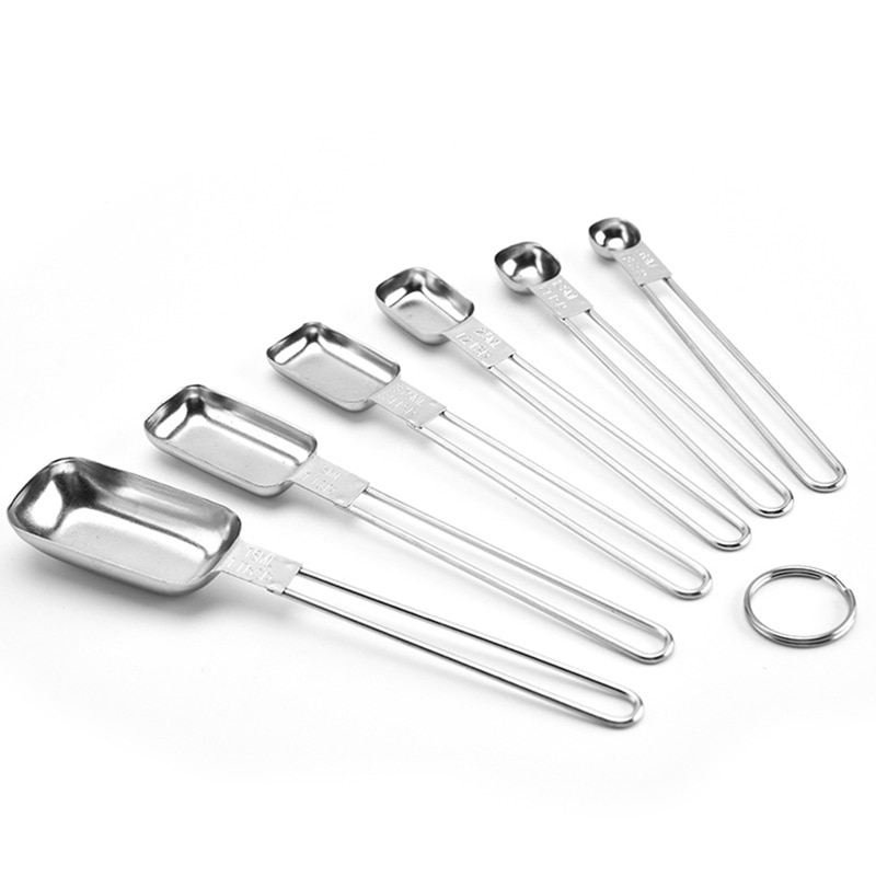 6 Pcs/set Heavy Duty Long Handled Stainless Steel Measuring Spoon Set Baking Jar For Kitchen Cooking And Home Baking: Default Title
