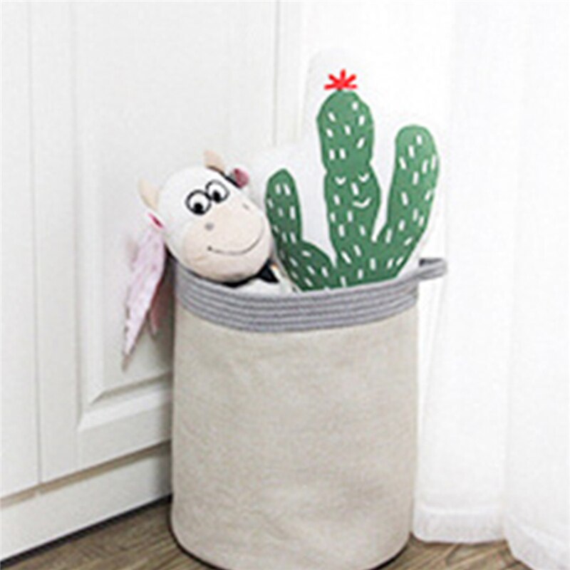 Simple Laundry Basket Modern Decorative Collapsible Woven Storage Bin with Rope Handles for Clothes Blanket Toys Towels