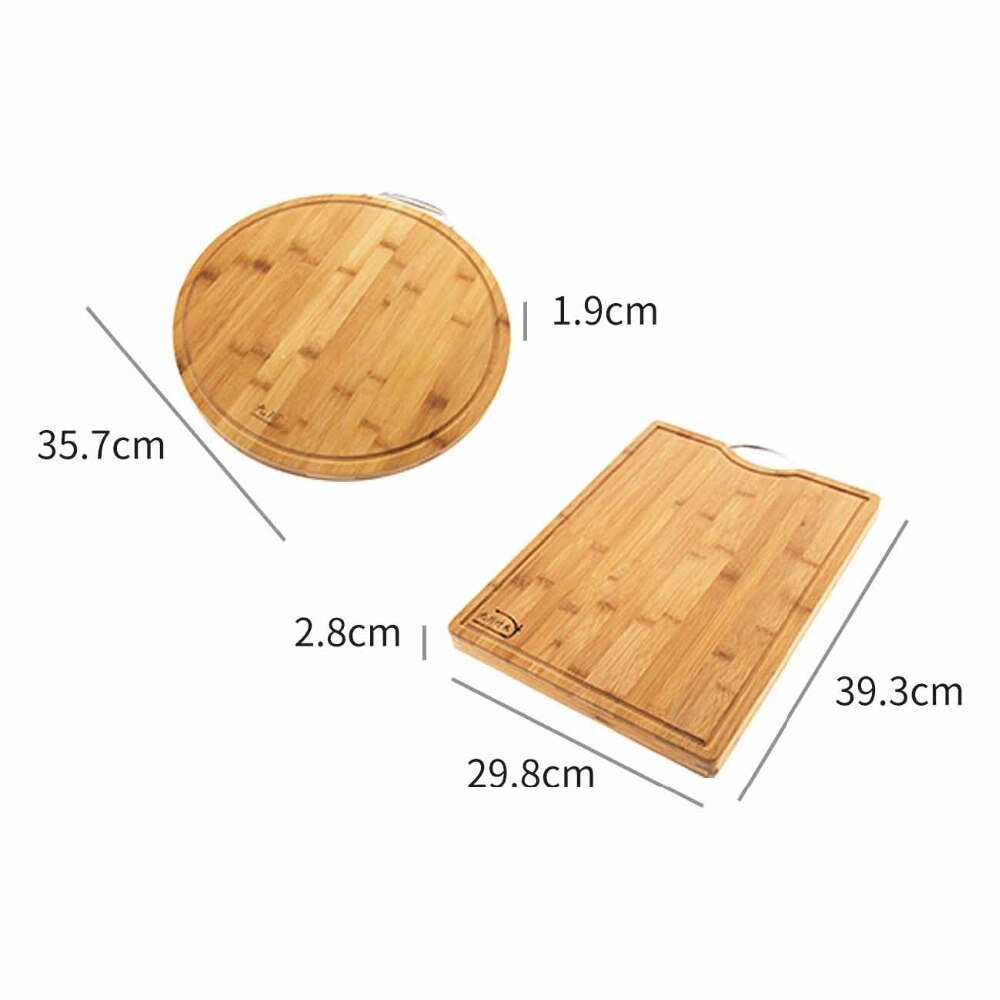 Annat hus kök rund trä skärbräda förtjocka bambu skärbräda block skärmatta pizza sushi bröd bricka köksredskap