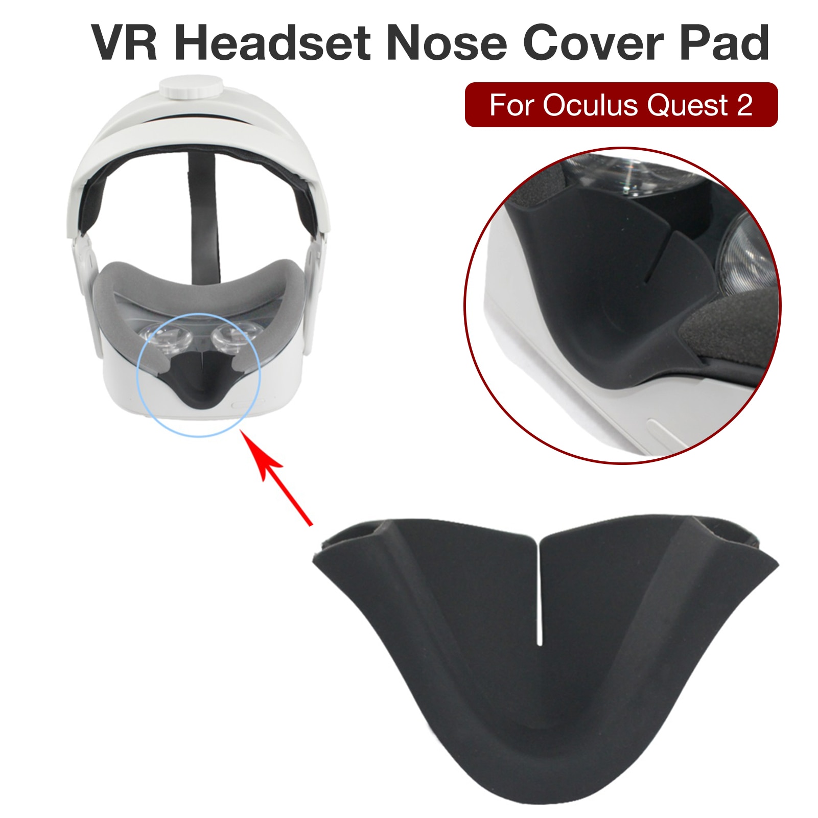 For Oculus Quest 2 Nose Pad VR Headset Anti-leakage Light Nose Cover Cushion Soft Silicone Light Blocking Barrier VR Accessories