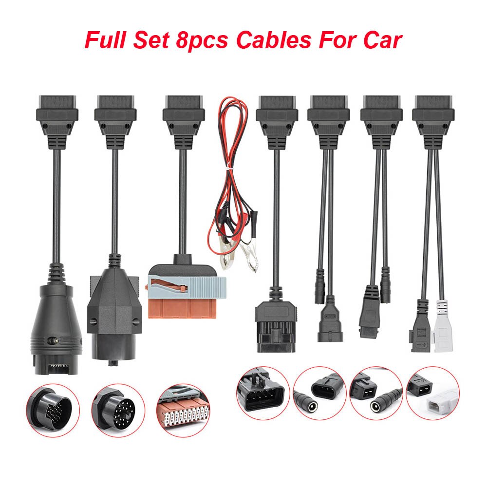 Vollen Satz 8 stücke Lkw Kabel 8 stücke Auto OBD2 Kabel diagnostizieren Adapter Stecker für Delphi Ds150e Lkw diagnostizieren-Werkzeug Auto Scanner: 8Stck Wagen Kabel