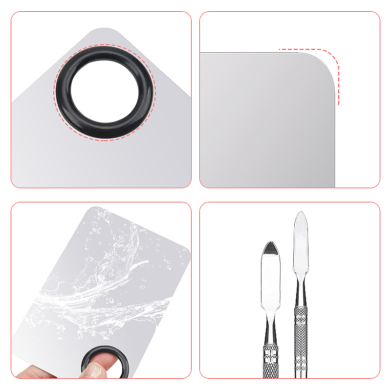 1 Juego de paleta de espátula, Kit de mezcla de Gel de acero inoxidable, base, sombra de ojos, palo, maquillaje artístico de uñas, herramientas cosméticas de manicura