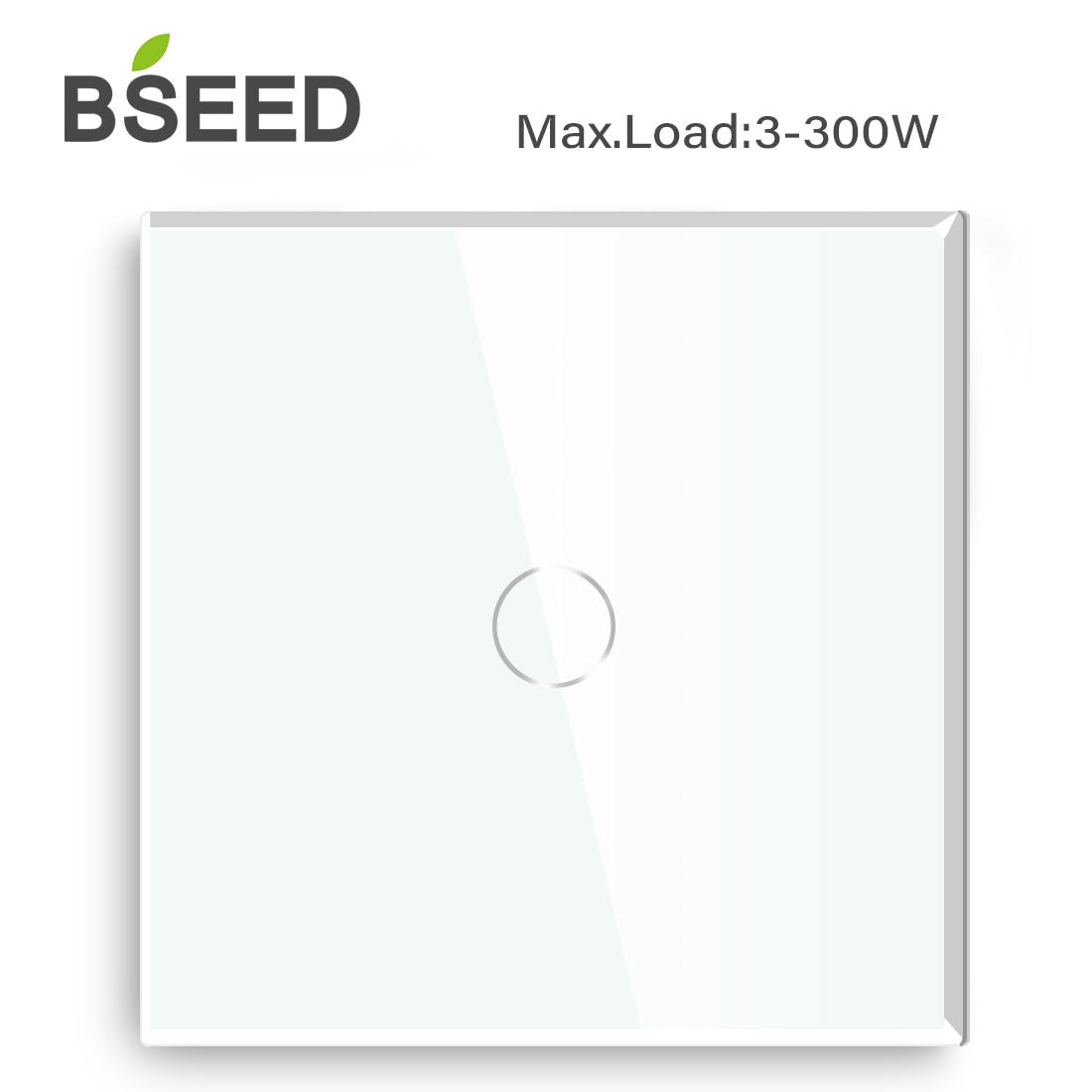 BSEED Touch Light Switch With EU Power Wall Sockets White 300W Wall Led Switch 1/2/3Gang 1Way Crystal Glass Panel Dark Backlight