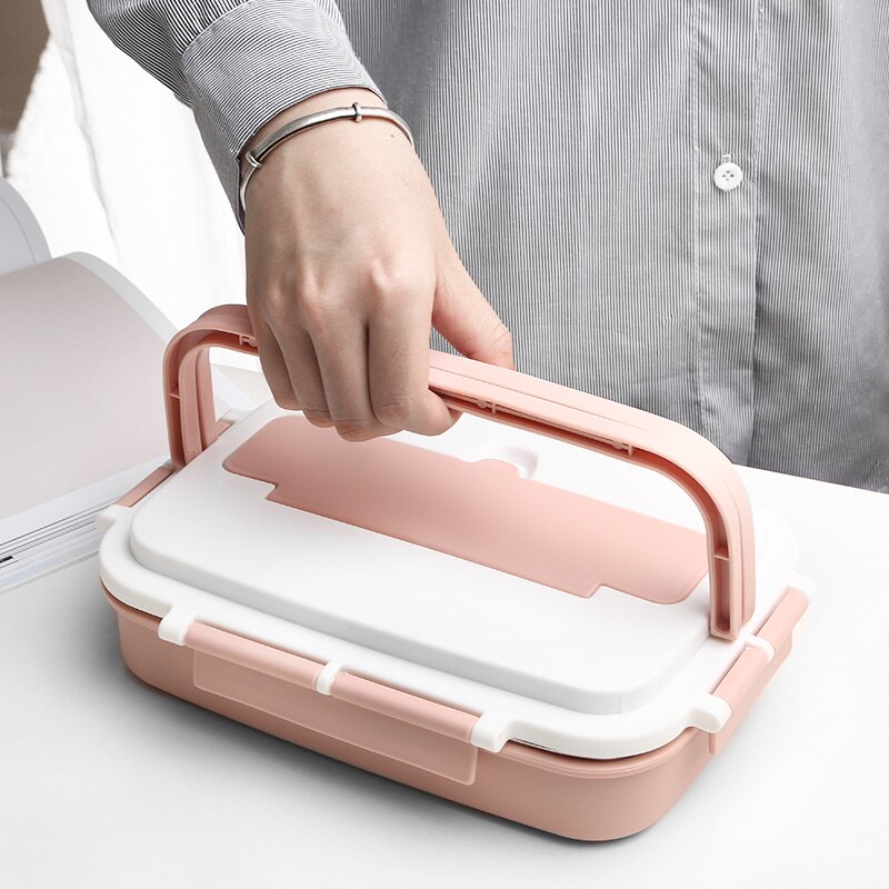 Draagbare Lunch Box Rvs Bento Box Met Servies 3/4 Compartiment Voedsel Container Lekvrije Lunchbox Voor School Office