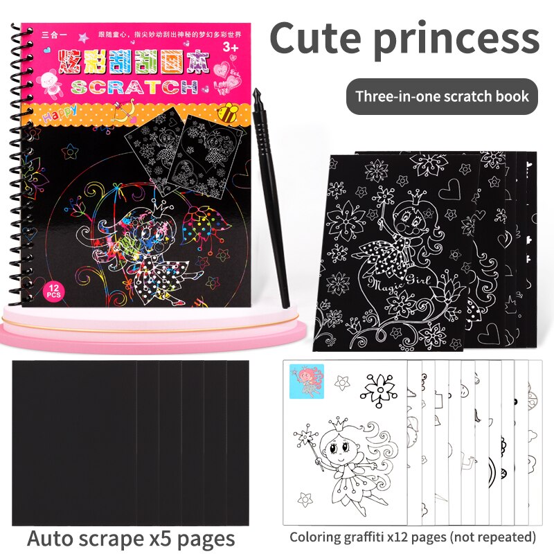 Una varietà di stili Magic Rainbow Art Paper Card set up graffiti template disegno stick fai da te arte pittura giocattoli palestra per bambini: Princess