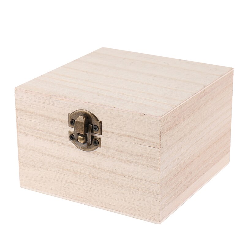 Retro Jewelry Box Desktop Handmade Wood Clamshell Storage Hand Decoration Wooden Paulownia Box Postcard Storage Organizer Box