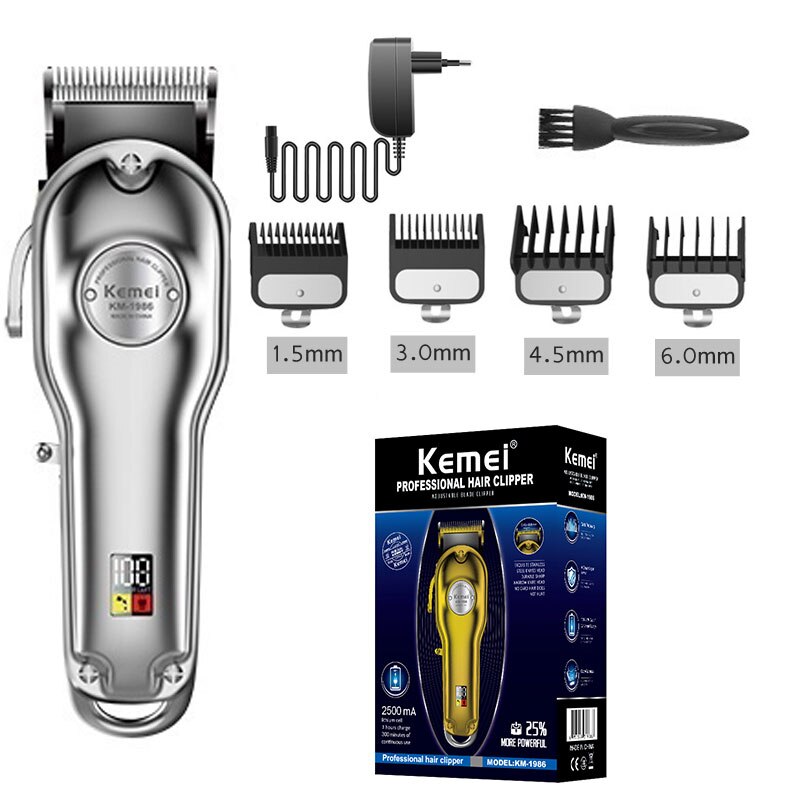 pivot motor hair clipper hair trimmer men all metal electric hair cutting machine barber cord cordless hair cutter: sliver with box
