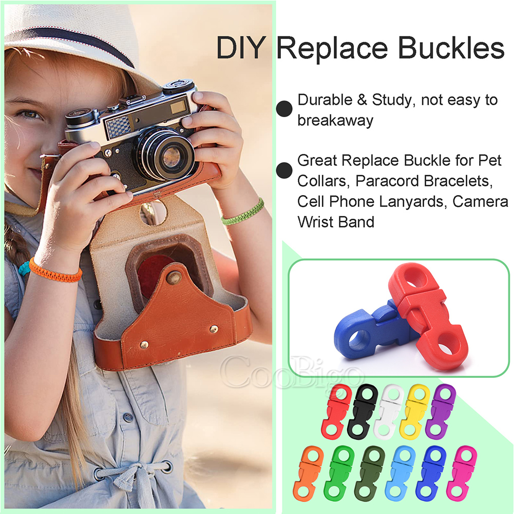 10 pçs fivela de liberação lateral de plástico mini paracord pulseira clipe fecho para câmeras cinta coleiras pet mochila acessório diy colorido