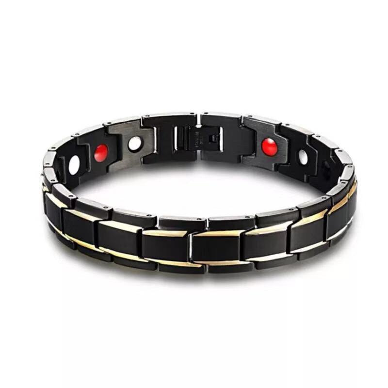 Gezondheidszorg Gewichtsverlies Magnetische Therapie Elemental Armband Artritis Pijn Gezondheid Energie Bio Magnetische Mannelijke Sieraden Cadeau: Black Gold
