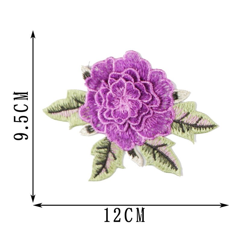 DIY Kleding Patch 1 PC/2 PCS Voor Jeans Badges Zak Naaien Borduren Ambachten Sticker Rose Bloem kleding Accessoires Applique: Purple C