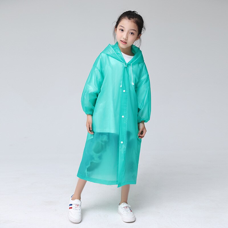 Chubasquero de goma EVA para niños, impermeable, grueso, transparente, impermeable: green