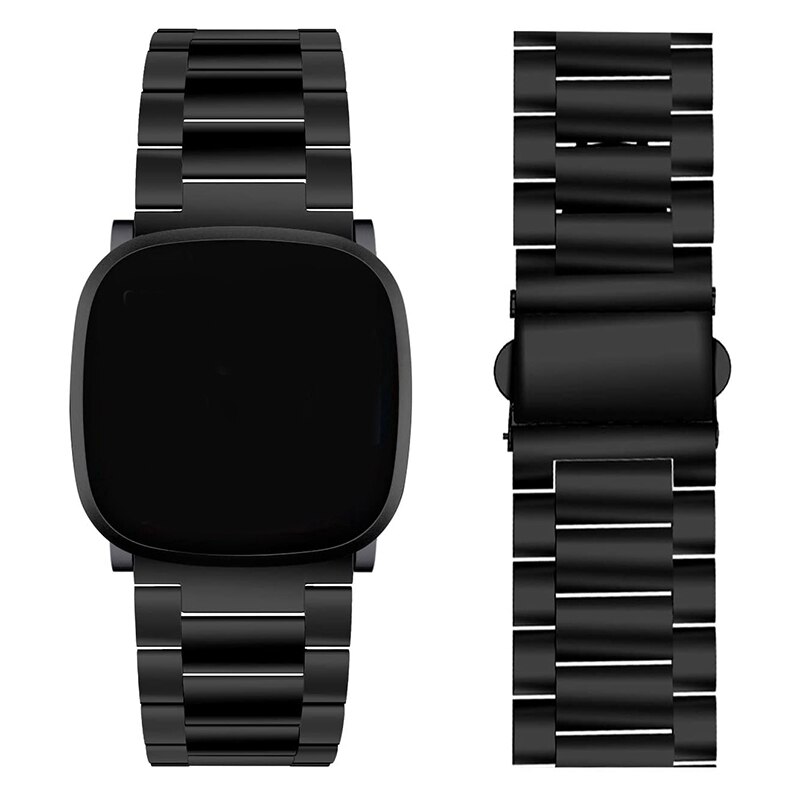 Metallarmband mit schlaufenverschluss für fitbit versa 3 sense und versa, edelstahlarmband mit drei kugeln