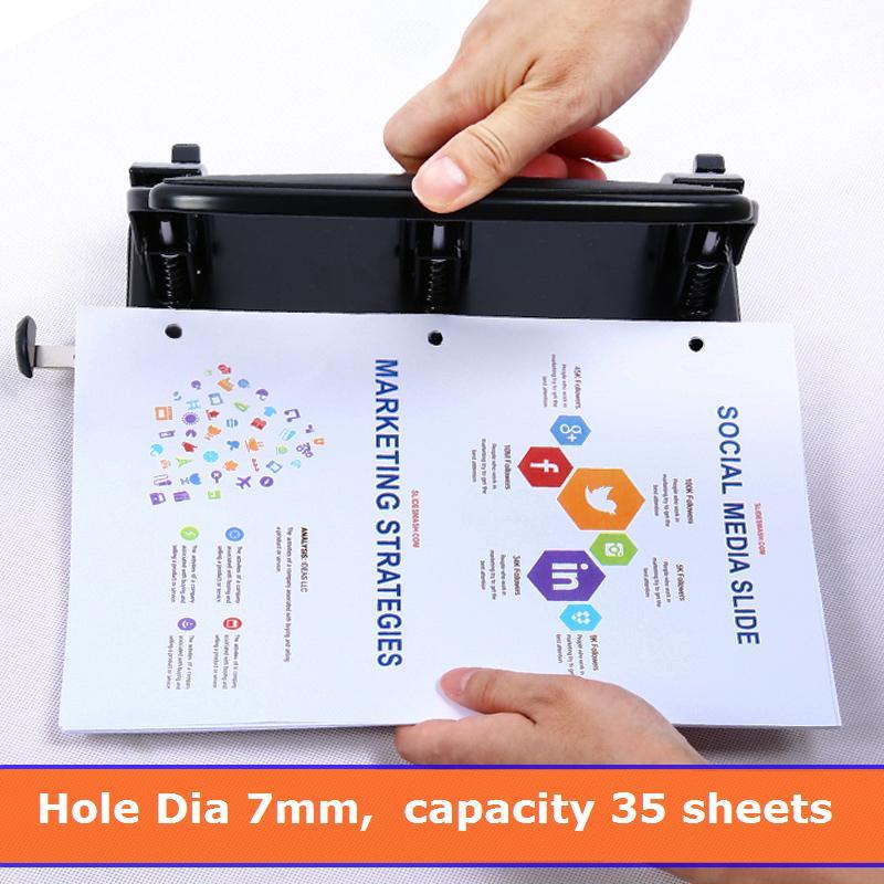 Heavy Duty Perforator Metalen 3-Gaten Standaard 7mm Gat 35 Vellen Capaciteit Kantoor Binding Gereedschap Briefpapier Levert deli 0116