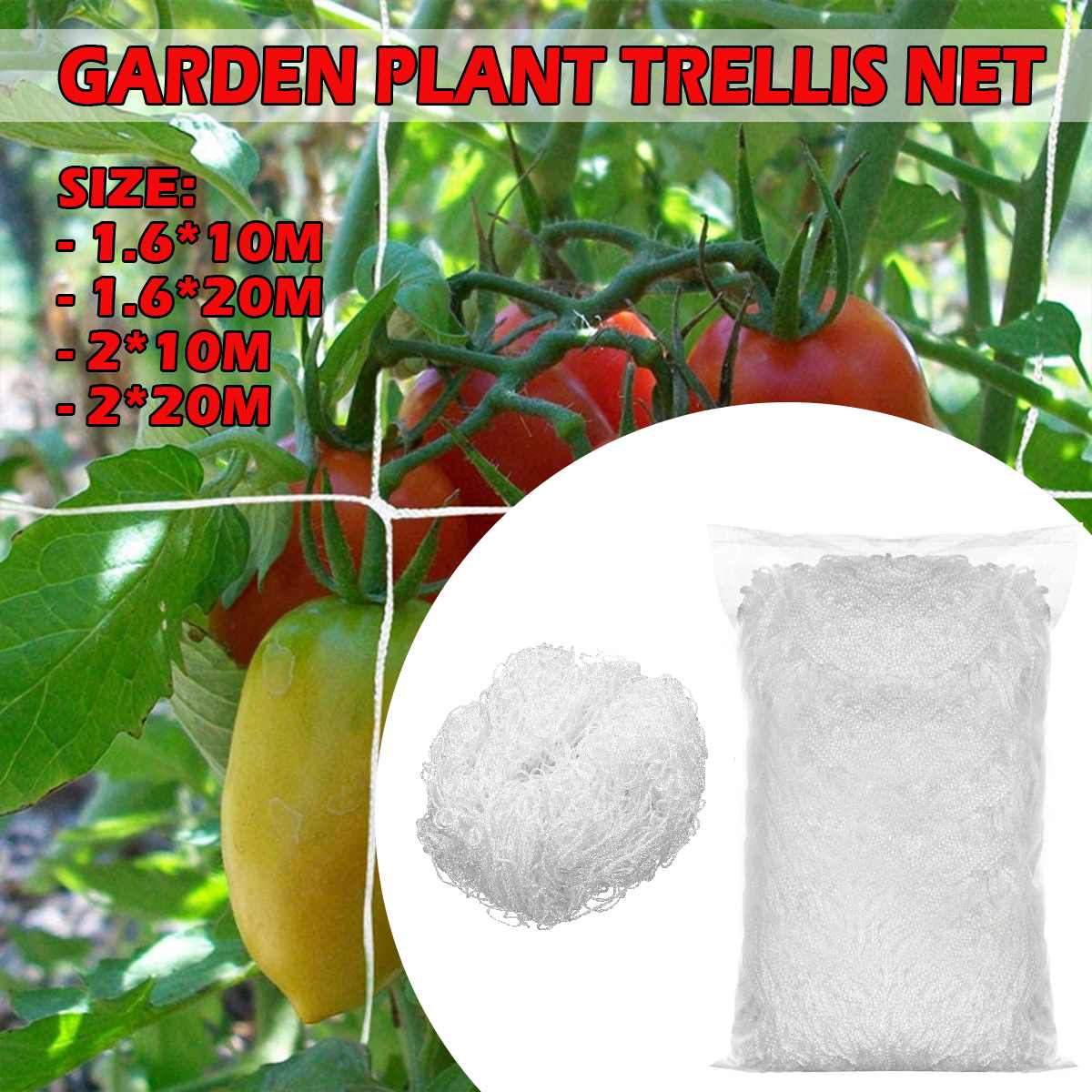 Polyester Plants Garden Vine Trellis Weaving Net Trellis Netting Plant Support Climbing net Heavy-Duty 1.6x10/1.6x20/2x10/2x20M