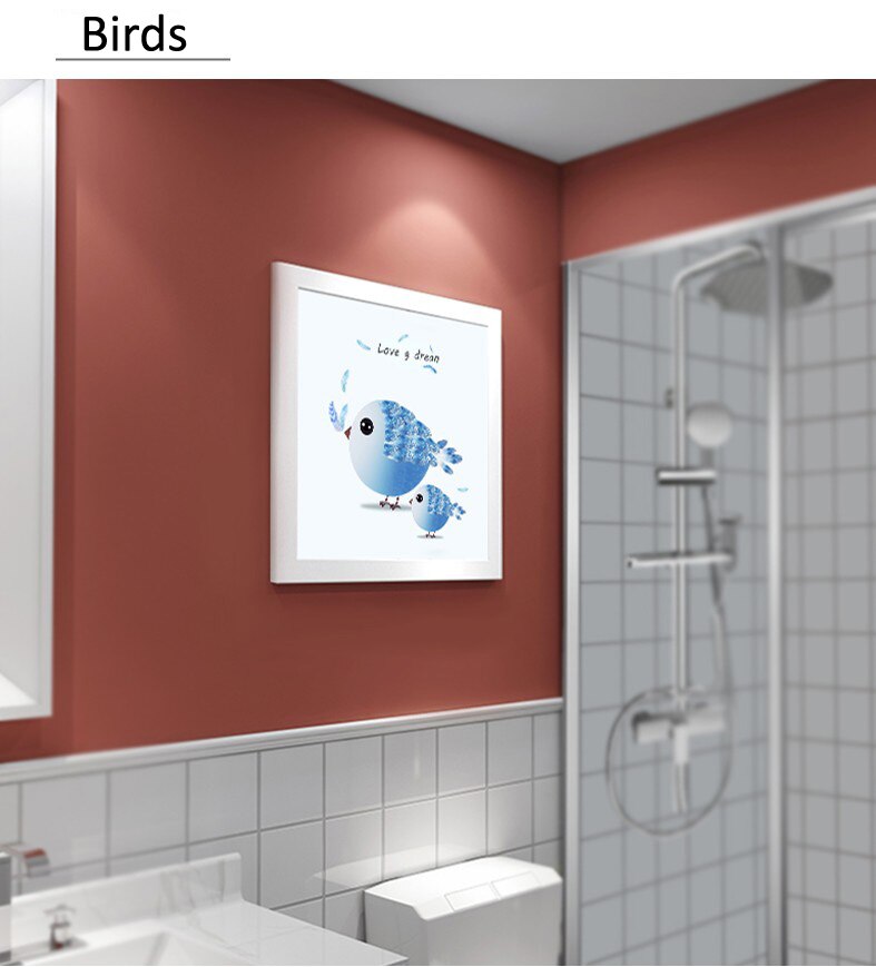 Badkamer Vouwen Opbergkast Badkamer Douche Kleding Opslag Plank Waterdicht Muurschildering Punch-Gratis Organizer Box: Birds