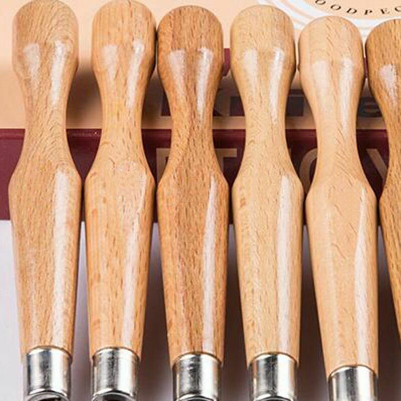 12Pcs Wood Carving Tool Set SK7 Carbon Steel Cutter Kit Wood Carving Chisel Sharpener DIY Woodworking Carpentry Carving Tools