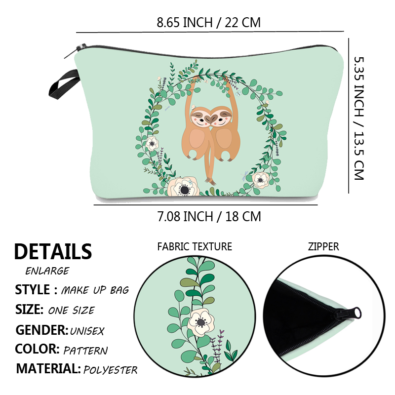 Jom Tokoy Water Resistant Makeup bag Printing Sloth Cosmetic Bag Lovely Cosmetic Organizer Bag Women Multifunction Beauty Bag950