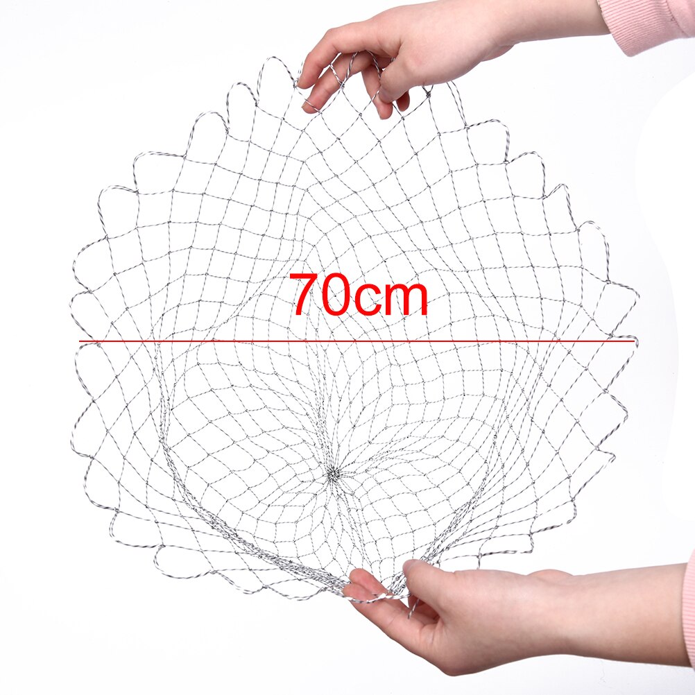 Double Fishing Tools Line Braided Mesh Fish Net White Net Fishing Hole For Bass Catch Luring Accesorry: 70 cm