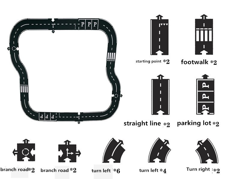 Diy Kids Puzzels Track Spelen Speelgoed Set Pvc Splicing Path Road Auto Puzzel Games Baby Tapijt Play Mat Educatief Leren speelgoed: A013-24pcs set