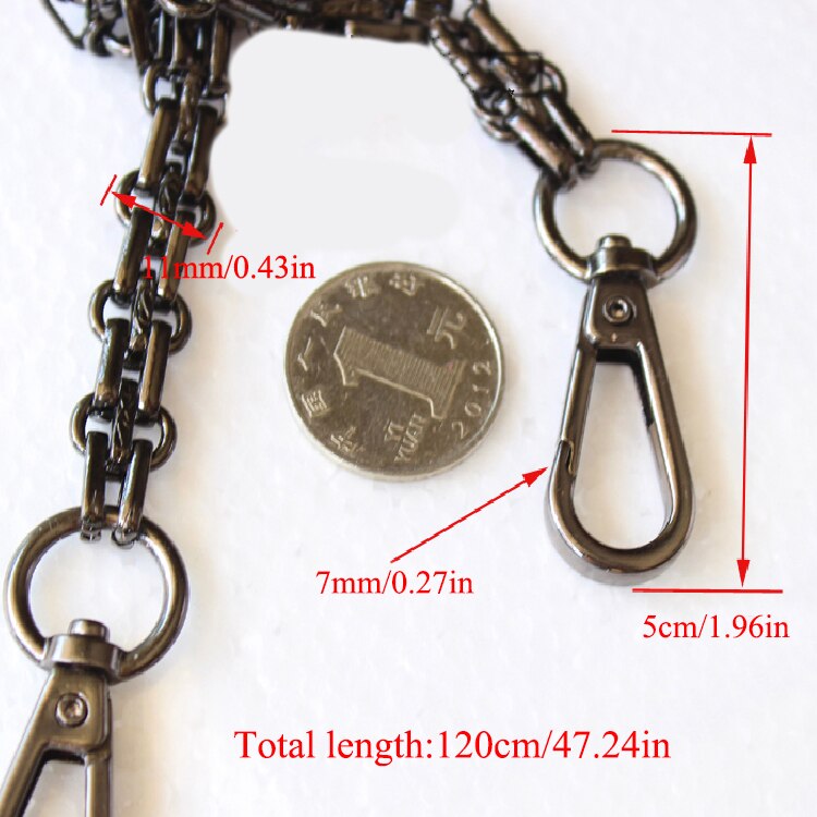 120cm metalen kettingriemen voor handtasgrepen, doe-het-zelf vervanging voor schoudertasriemen, zilveren kettingriem voor tasaccessoires