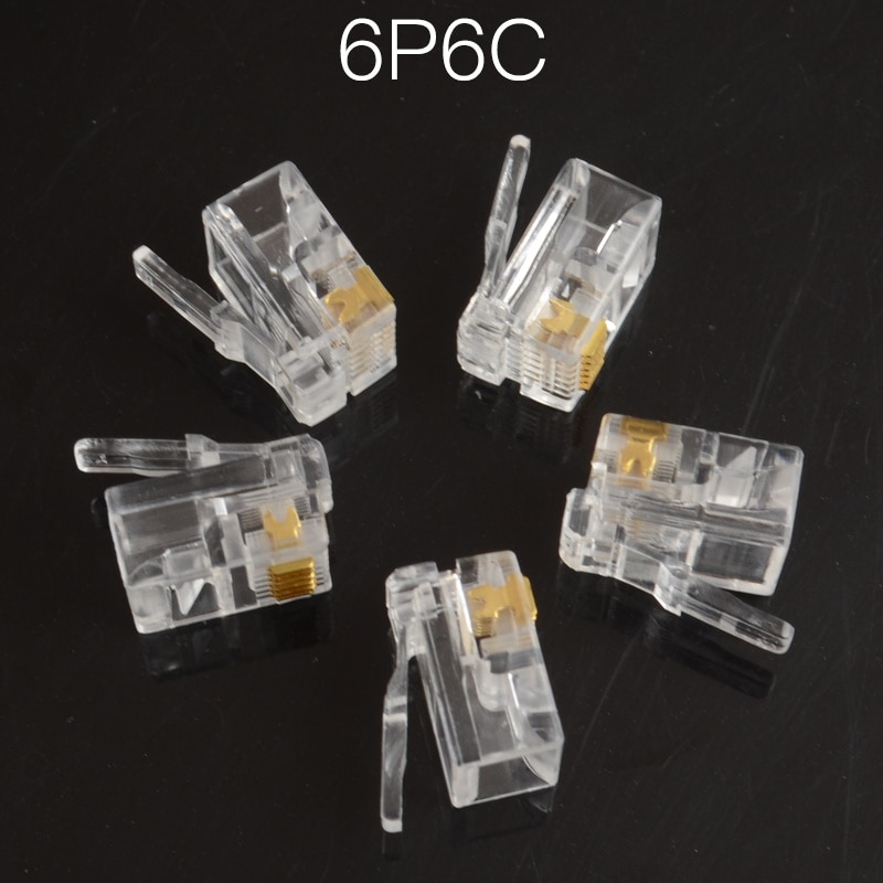 20pcs Durable 6 Pin RJ11 RJ-11 6P6C Modular Plug Telephone Phone Connector and NC Crystal Head