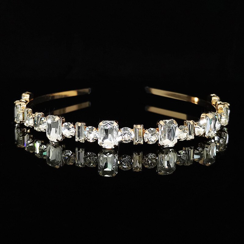 Ladies Tiaras Full Crystal Simple Hair Bands Hair Hoops Lady super flash Wedding Hair Accessories: XZ011white