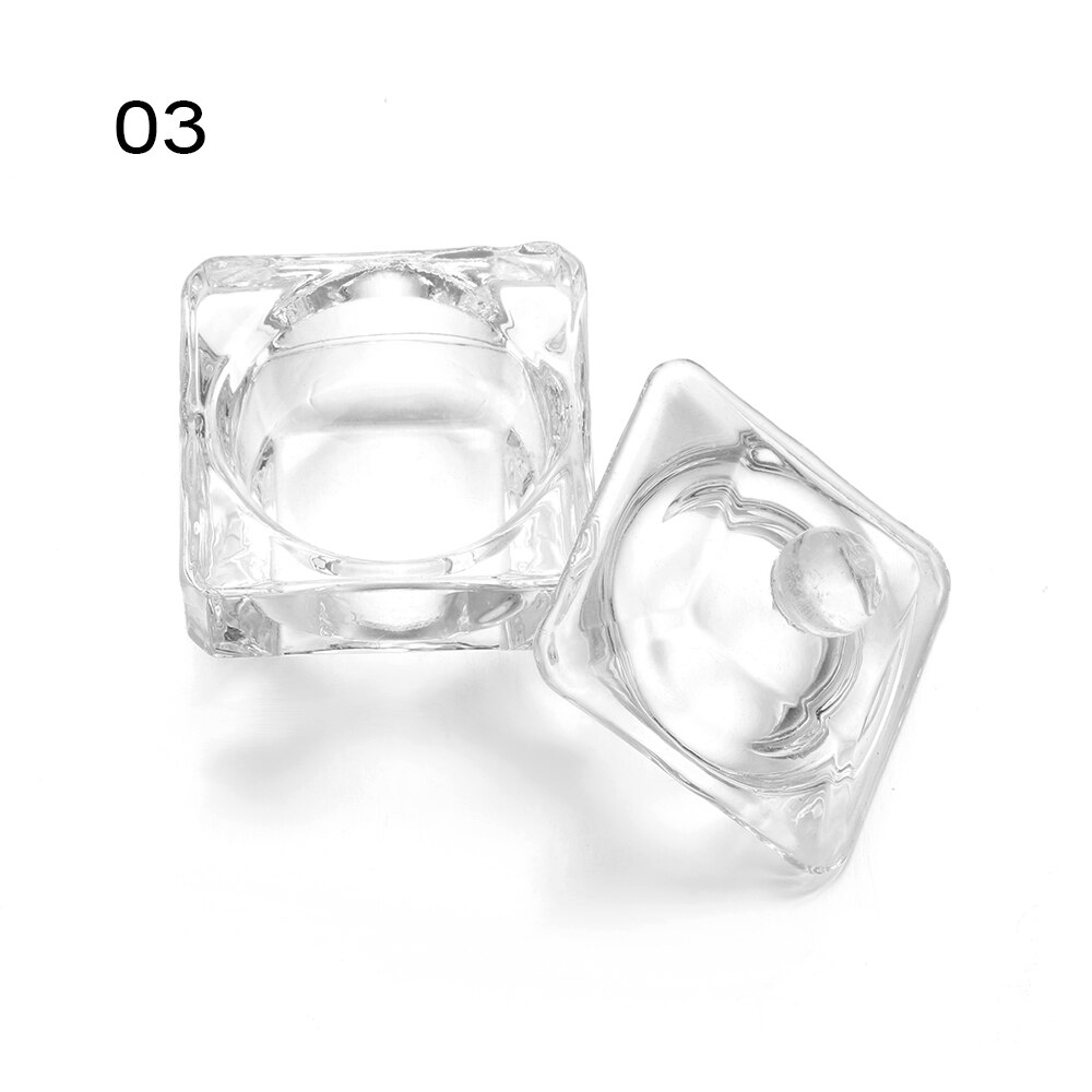 1pc acrylpoeder vloeibaar kristal glas dappendish deksel kom bekerhouder diy manicure apparatuur vrouwen nagelkunst decoratie gereedschap: 03