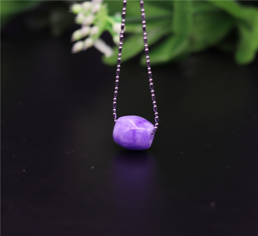 1pc Natural Blue and white porcelain jade Lucky Beads Pendant Chinese Necklace Jewellery Amulet Man Women