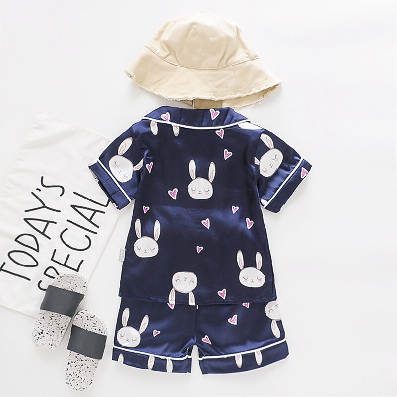 Baby Kids Jongens Meisjes Bunny Print Outfits Set Kids Korte Mouw Blouse Tops + Shorts Nachtkleding Pyjama