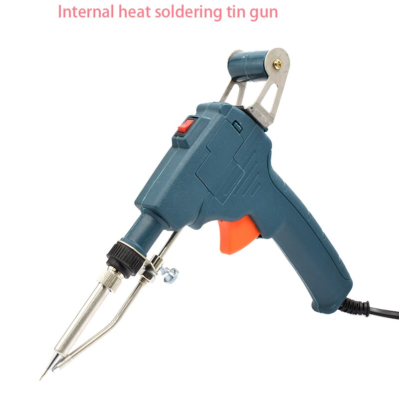 60W 110V/220V US/EU Hand-held Internal Heating Soldering Iron Automatically Send Tin Gun Soldering Welding Repair Tool: Purple  / US