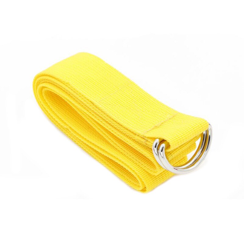Women Pilates Yoga Stretch Strap D-Ring Belt Fitness Exercise Gym Rope Bands Waist Leg Resistance Fitness Adjustable Yoga Belts: Yellow