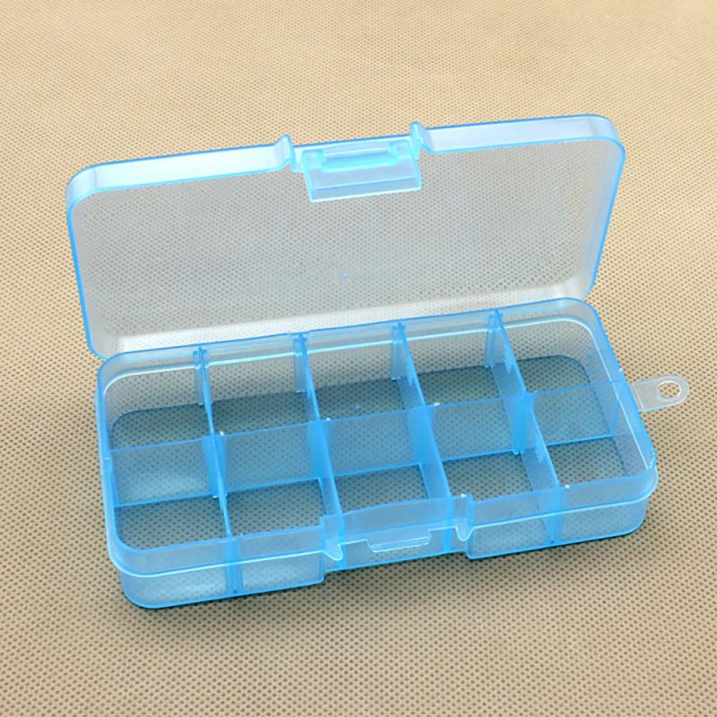 Doorzichtige Plastic Opbergdoos Sieraden Doos Compartiment Verstelbare Container Voor Kralen Earring Box Voor Sieraden Rechthoek Box Case: blue