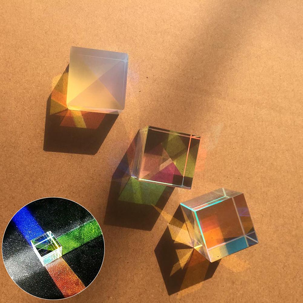 Prism Six-Sided Bright Bright Light Combine Cube Prism Stained Glass Beam Splitting Prism Optical Experiment Instrument