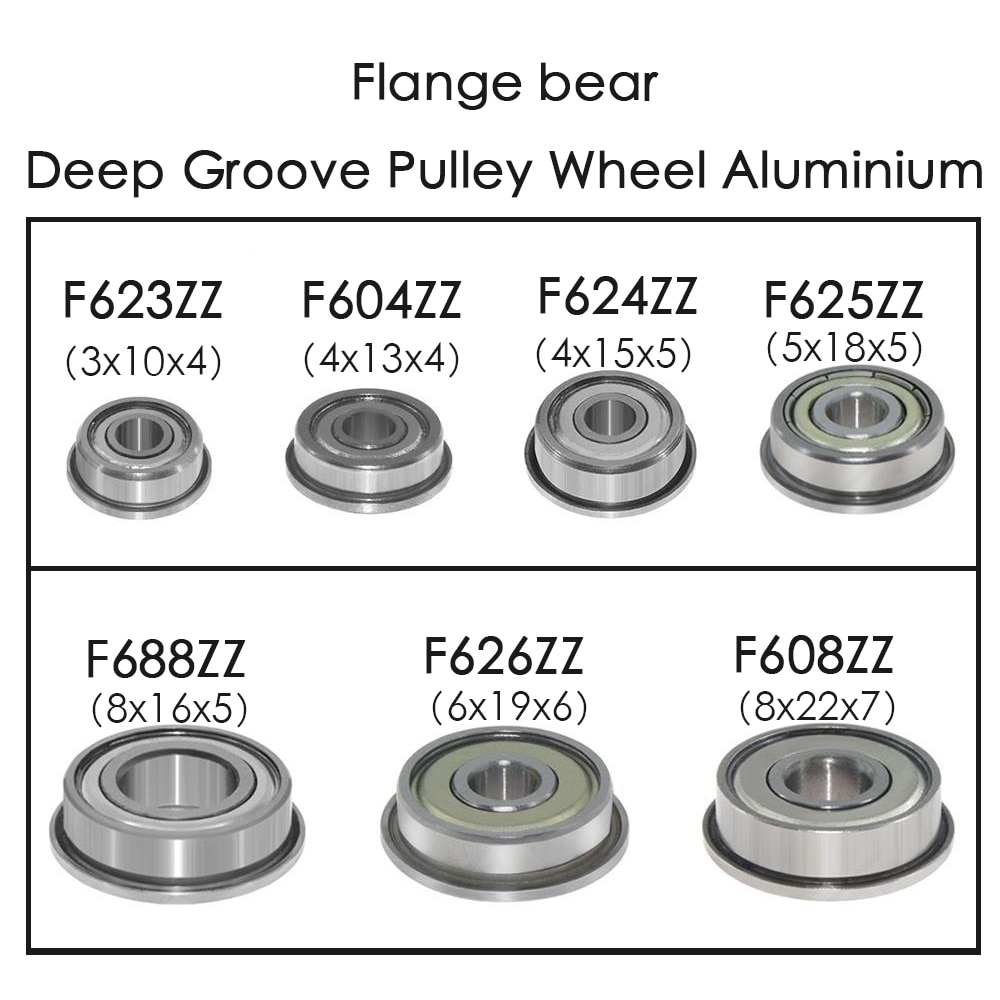 4 pièces 3D Imprimantes Pièces Roulement Roue de Poulie En Aluminium F604ZZ F623ZZ F624ZZ F625ZZ F626ZZ F608ZZ F688ZZ Bride ours