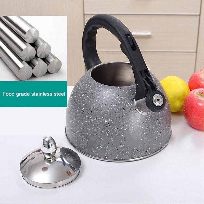 Bouilloire à 3l sifflets, bouilloire à gaz domestique à sifflet pour cuisinière à induction, théière en acier inoxydable avec poignée résistante à la chaleur