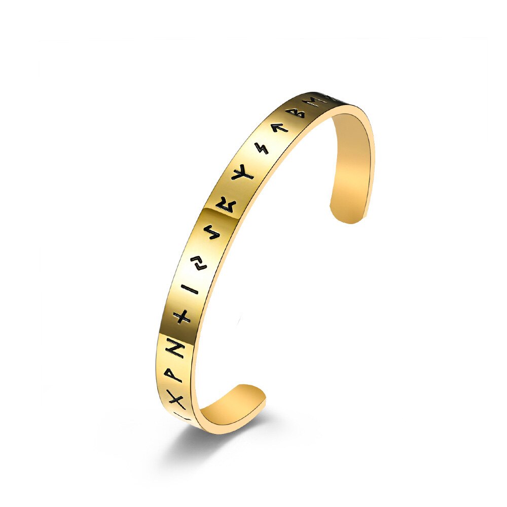 retro Einfache Edelstahl Odin Wikinger Rune Armbinde Männer Silber Farbe/Schwarz/Gold nordisch Wikinger Armbinde Amulett schmuck: Gold-farbe