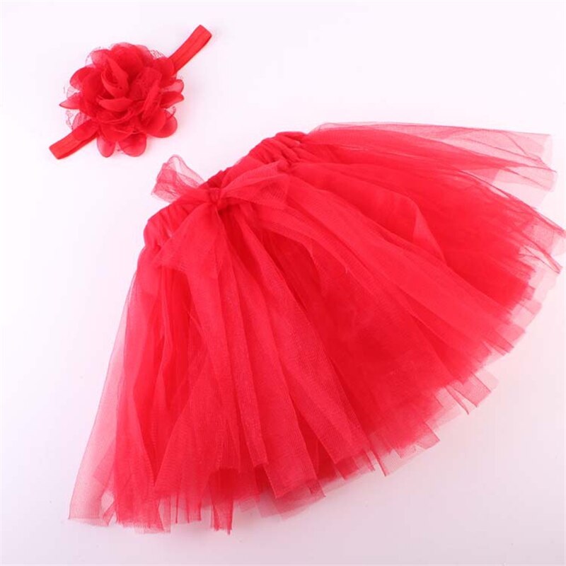 Jupe Tutu de couleur unie pour bébés filles | Jupes en dentelle pour nourrissons, Costumes de photos de fête avec bandeau à fleurs, jupe en maille: Rouge