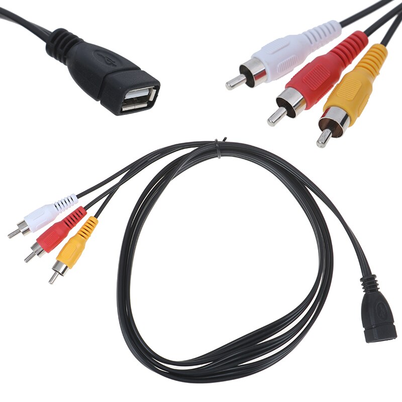 Adaptador de Vídeo A/V para videocámara, adaptador práctico de 5 pies/1,5 m USB 2,0 hembra A 3 RCA macho, ideal para equipos AV,