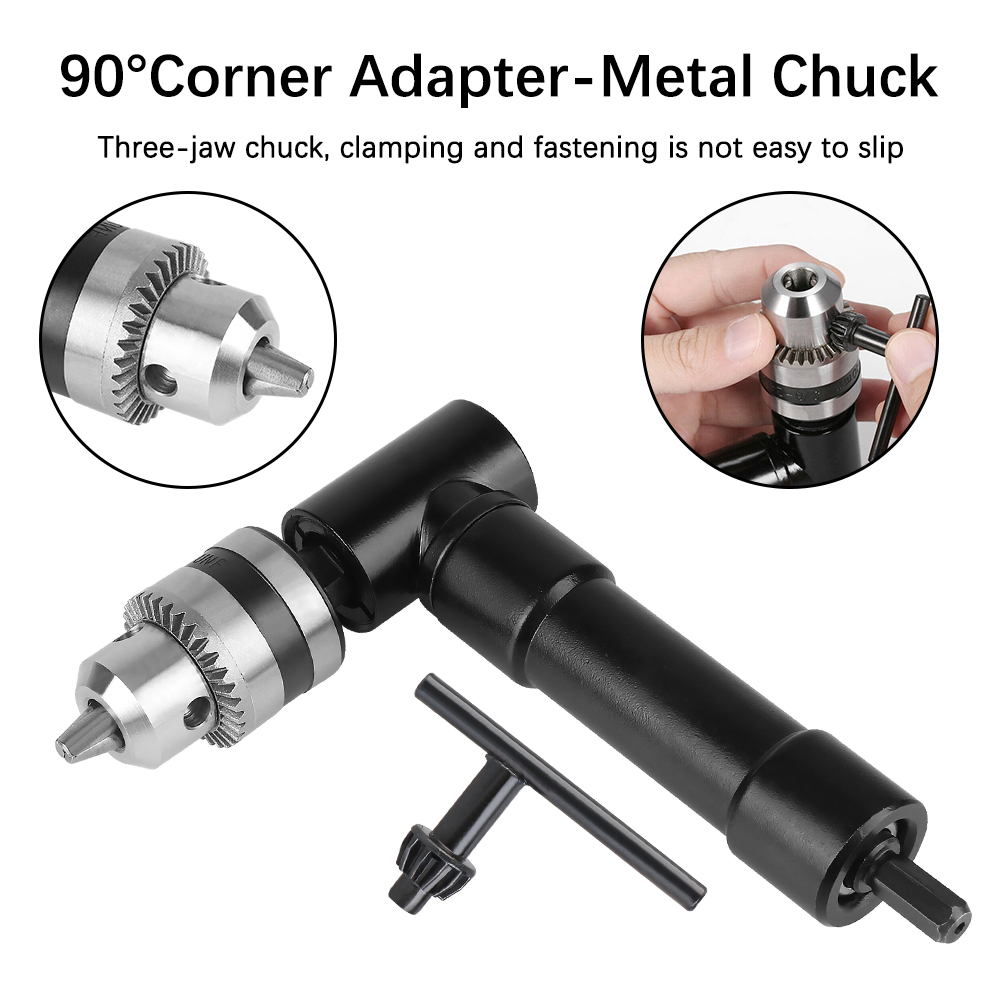Turning Tool Adapter Right Angle Electric Drill Chucks Device 90 Degree Corner Tool Narrow Spacing Drilling Tool Aluminum Alloy