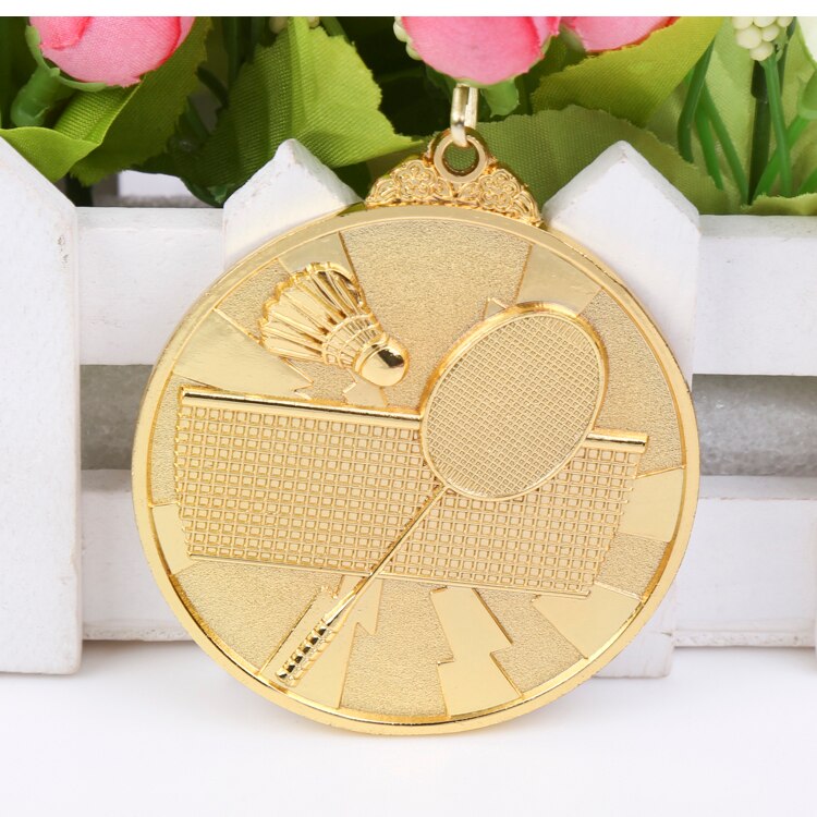 Badminton Medailles Goud Kleur Medaille En Zilver Kleur Medaille En Branze Kleur Medaille 6.5 Cm Print Voor Gratis Achterkant Van de Medaille