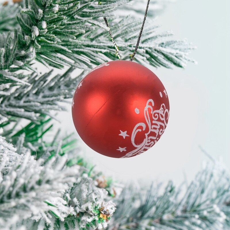 6Cm Kerst Xmas Tree Bal Snuisterij Opknoping Thuis Party Ornament Decor Hanger Opknoping Home Decoratie Bal Voor Party Red wit