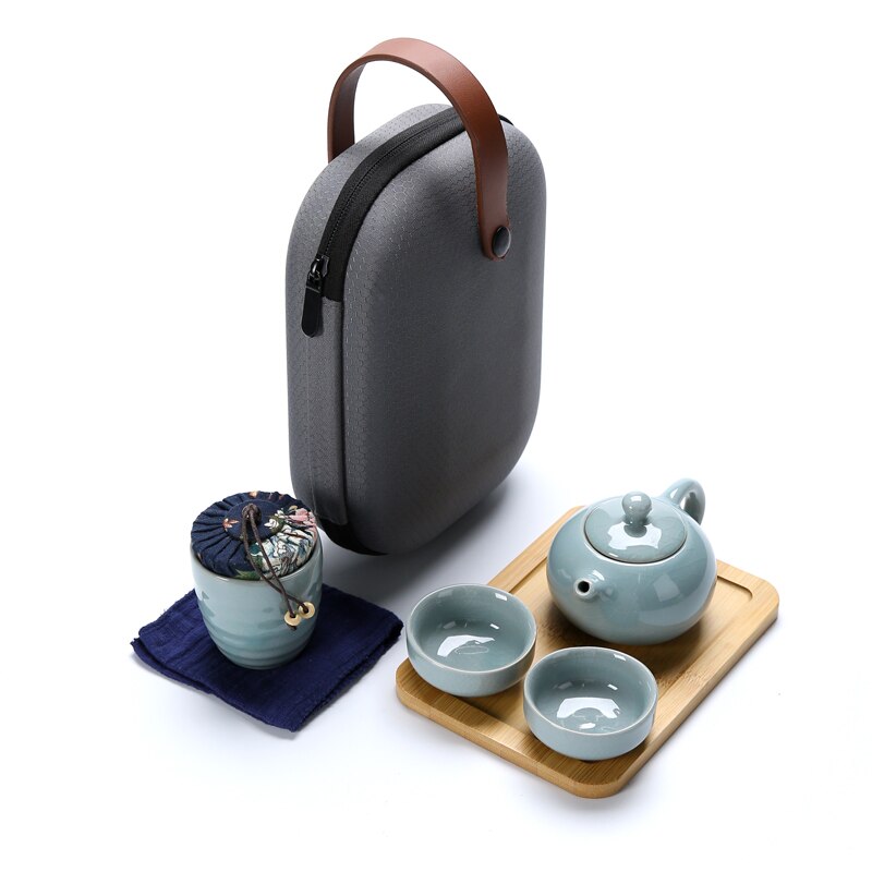 Chinesische Kung Fu Tee-Set Keramik Tragbare Teekanne Set Im Freien Reise Gaiwan Tee Tassen Tee Zeremonie Teetasse Trink Fine: P