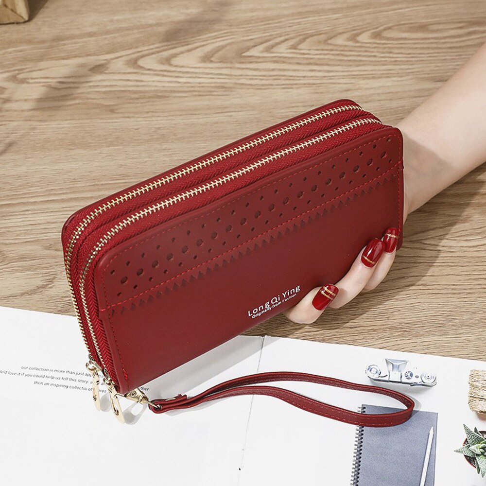 Vrouwen Lange Portefeuilles Grote Capaciteit Dubbele Rits Clutch Portemonnee Dames Double-Layer Clutch Bag Mode Portemonnee portemonnee: 6