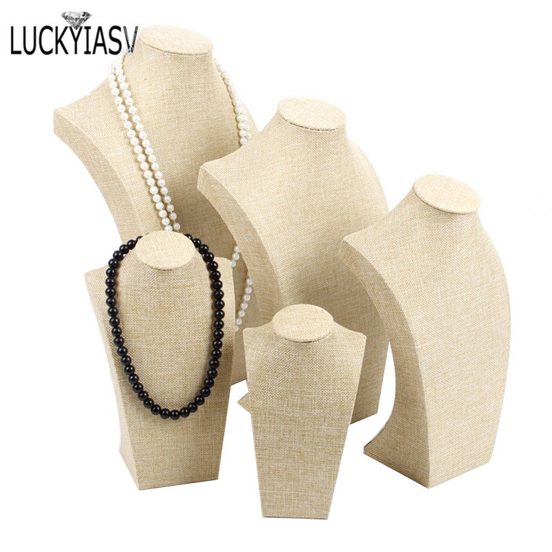 Portrait 20cm-25cm-30cm-35cm-40cm lin collier présentoir porte bijoux Mannequin buste pour collier pendentif affichage