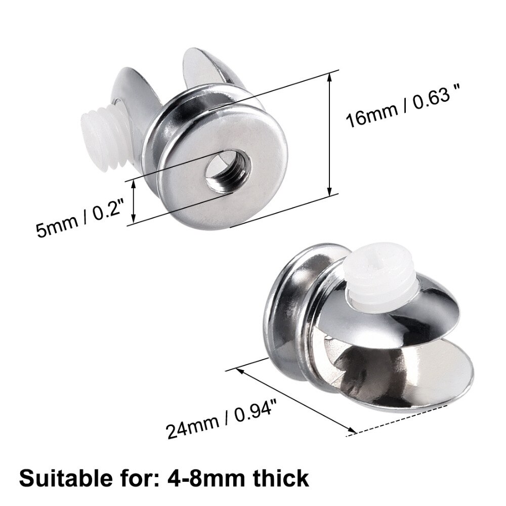 Uxcell 8pcs Zinc Alloy Glass Shelf Brackets Glass Wall Bracket Glass Clamp Clip Holder for 4-8mm 6-8mm 6-10mm 7-10mm 4 Styles
