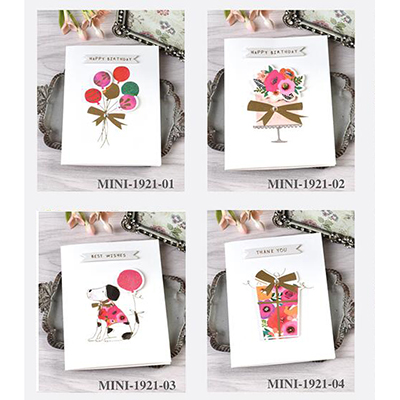 4pcs Flower Mini Greeting Card Happy Birthday Small Card Kids Good Luck Message For You Card: mixed 4 patterns 01