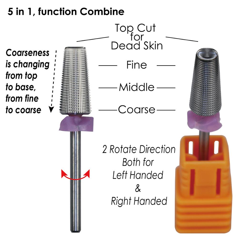 5 in 1 Nail Drill Bit, Size Double Fine -XXF, Multi-function Nail Drill for Electric Nail Drill Machines